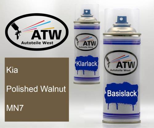Kia, Polished Walnut, MN7: 400ml Sprühdose + 400ml Klarlack - Set, von ATW Autoteile West.
